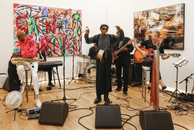 BERLIN, GERMANY - JUNE 22: The band Daddy Hemingway and the Bad Bitches Club attend the 'Glatzel & Szczesny - New York & Saint Tropez meets Berlin' Exhibition Preview at Sankthorst Department Art Gallery on June 22, 2016 in Berlin, Germany. (Photo by Isa Foltin/Getty Images for Ajoure)